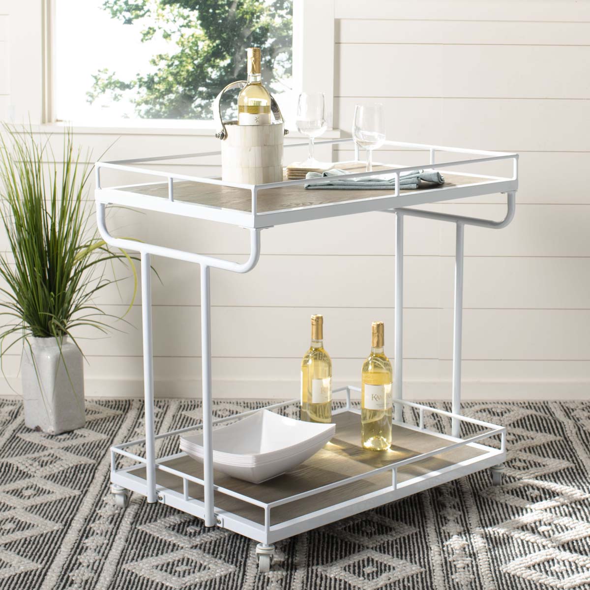 Safavieh Dawson 2 Tier Rectangle Bar Cart , BCT6200 - Oak/White