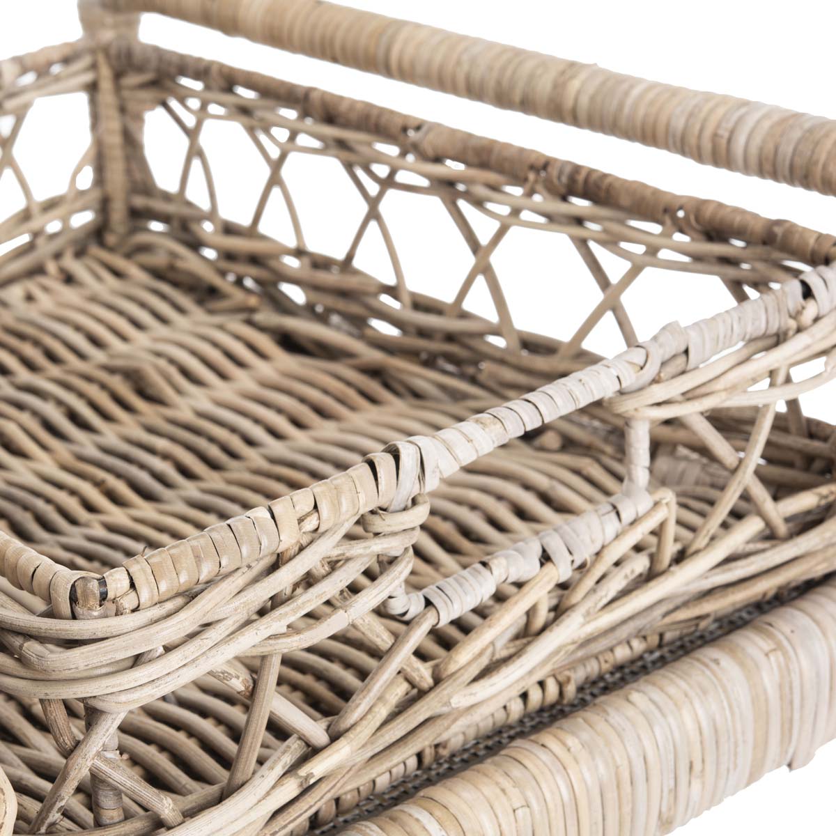 Safavieh Ambrose 2 Tier Rattan Bar Cart , BCT6500 - Grey Wash/Antique Brass Wheels
