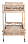 Safavieh Ambrose 2 Tier Rattan Bar Cart , BCT6500 - Grey Wash/Antique Brass Wheels