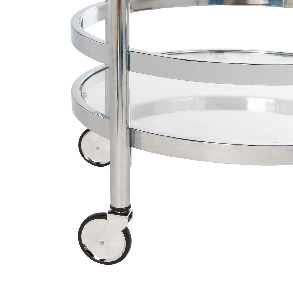 Safavieh Sienna 2 Tier Round Bar Cart , BCT8001 - Chrome/Glass