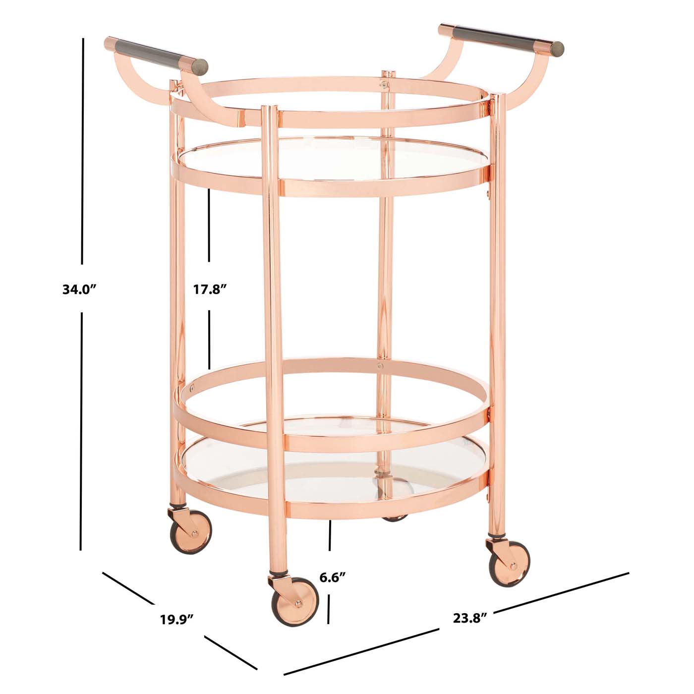 Safavieh Sienna 2 Tier Round Bar Cart , BCT8001 - Rose Gold