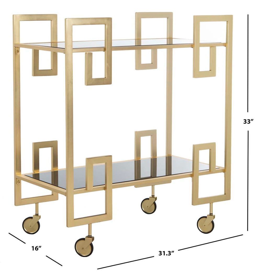 Safavieh Eliza 2 Tier Bar Cart , BCT8005 - Matte Brass/Glass
