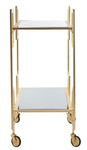 Safavieh Eliza 2 Tier Bar Cart , BCT8005 - Matte Brass/Glass