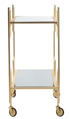 Safavieh Eliza 2 Tier Bar Cart , BCT8005 - Matte Brass/Glass
