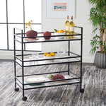 Safavieh Idria 3 Tier Bar Cart , BCT8010 - Matte Black / Marble