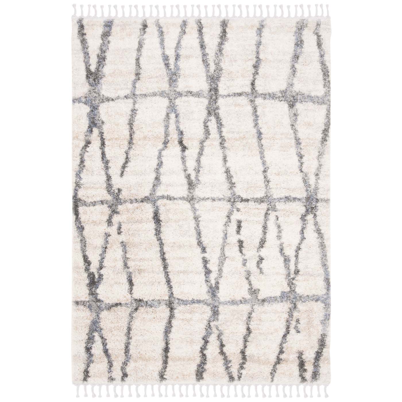 Safavieh Berber Fringe Shag 605 Rug, BFG605 - Cream / Grey