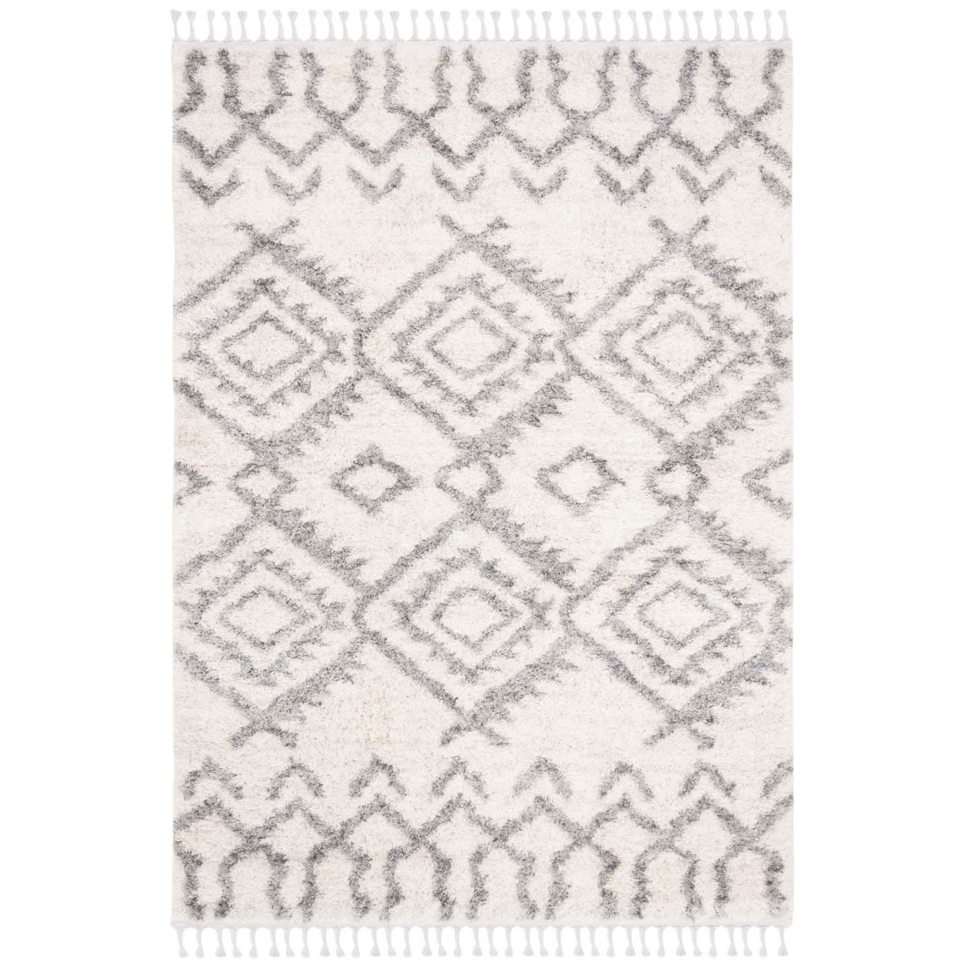 Safavieh Berber Fringe Shag 611 Rug, BFG611 - Cream / Grey