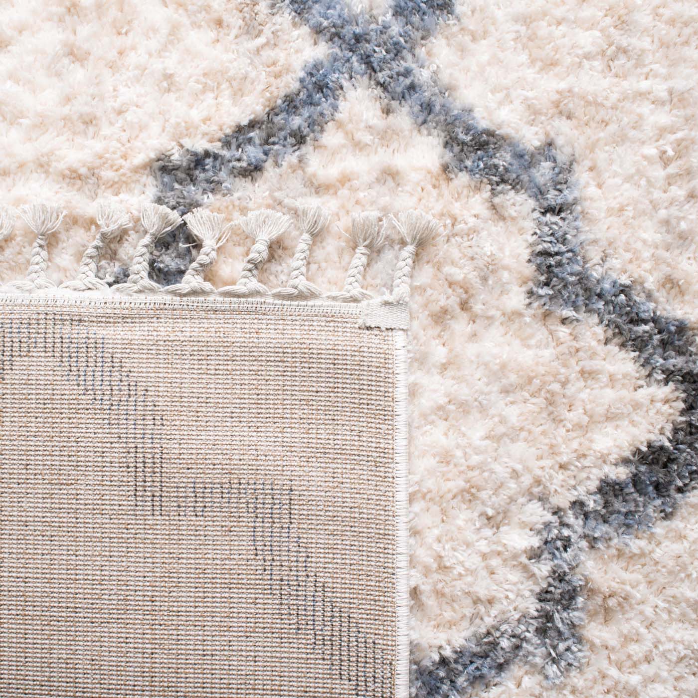 Safavieh Berber Fringe Shag 627 Rug, BFG627 - Cream / Grey