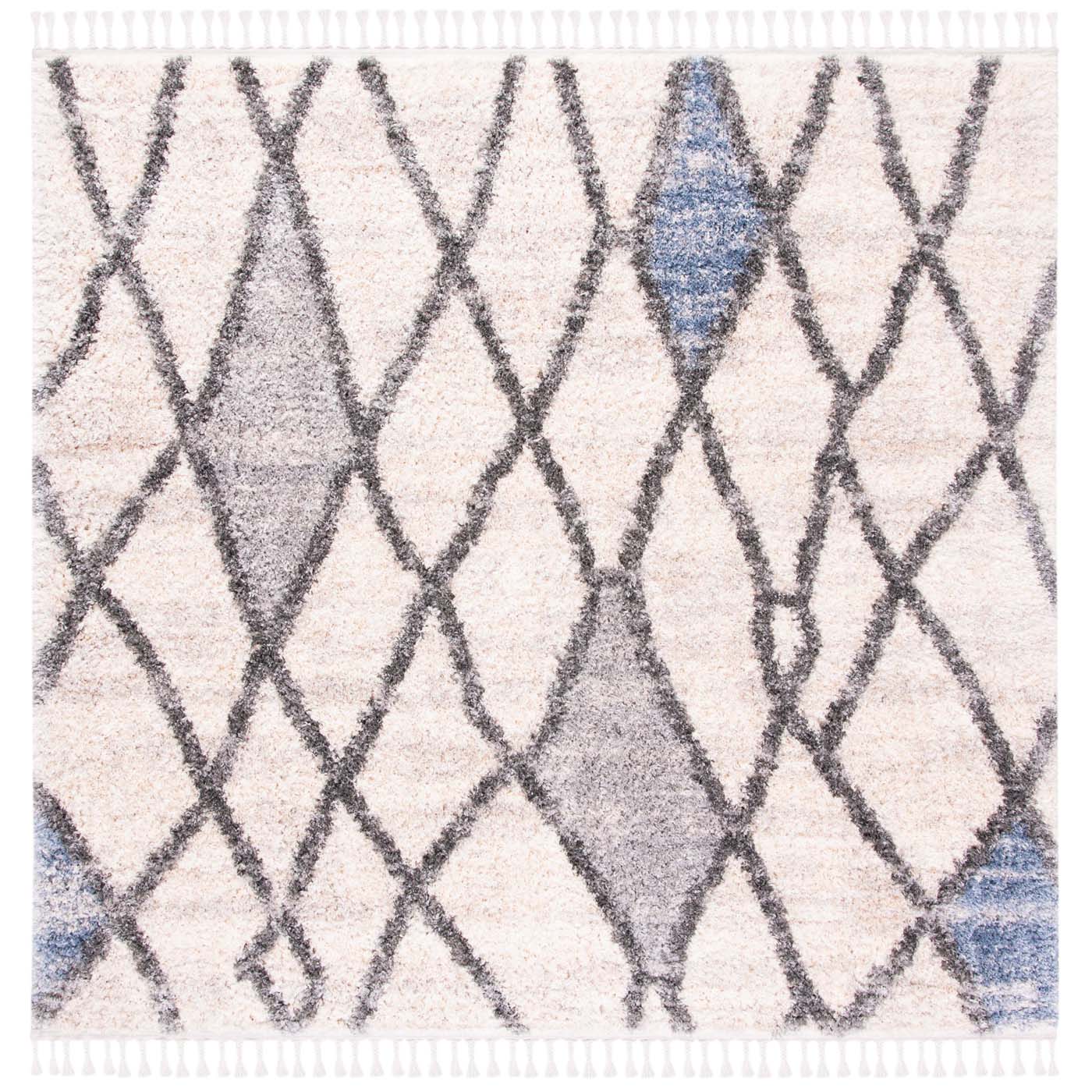 Safavieh Berber Fringe Shag 628 Rug, BFG628 - Cream / Blue