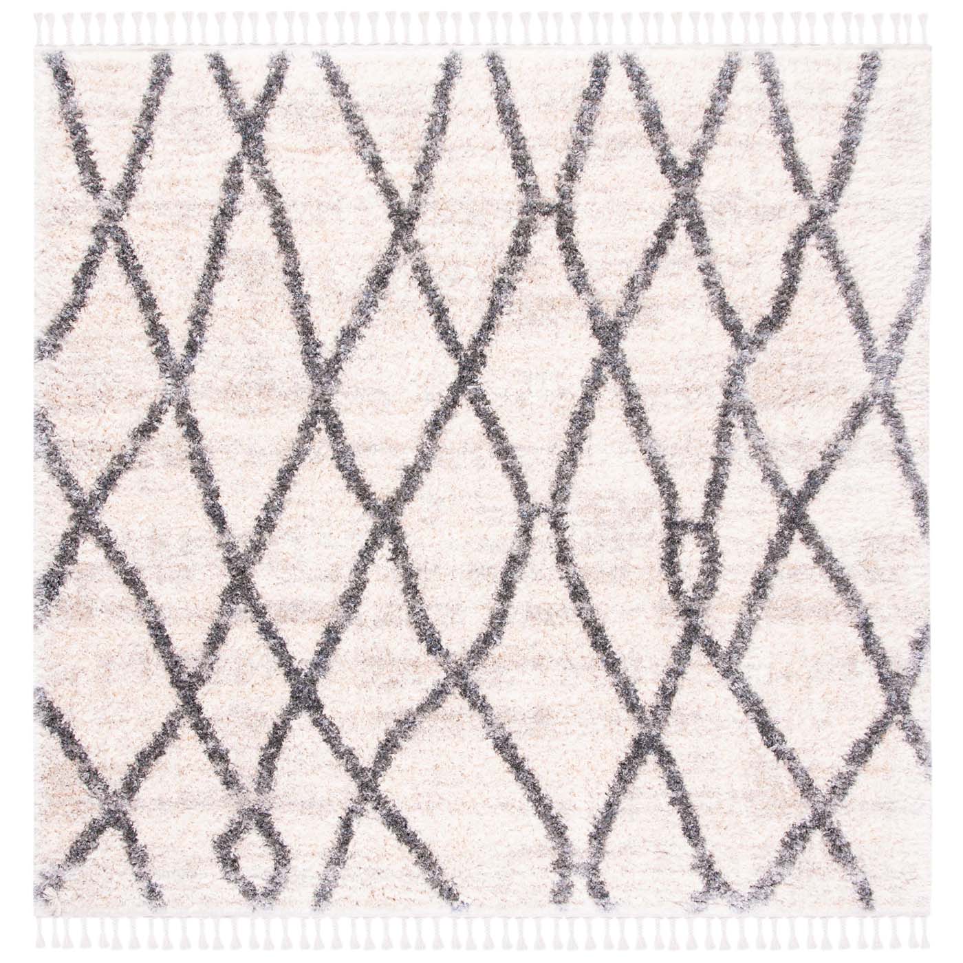 Safavieh Berber Fringe Shag 628 Rug, BFG628 - Creme / Black