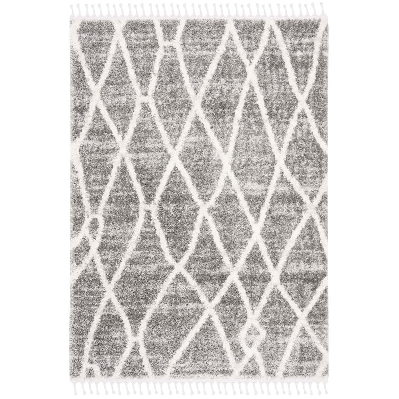 Safavieh Berber Fringe Shag 628 Rug, BFG628 - Grey / Cream