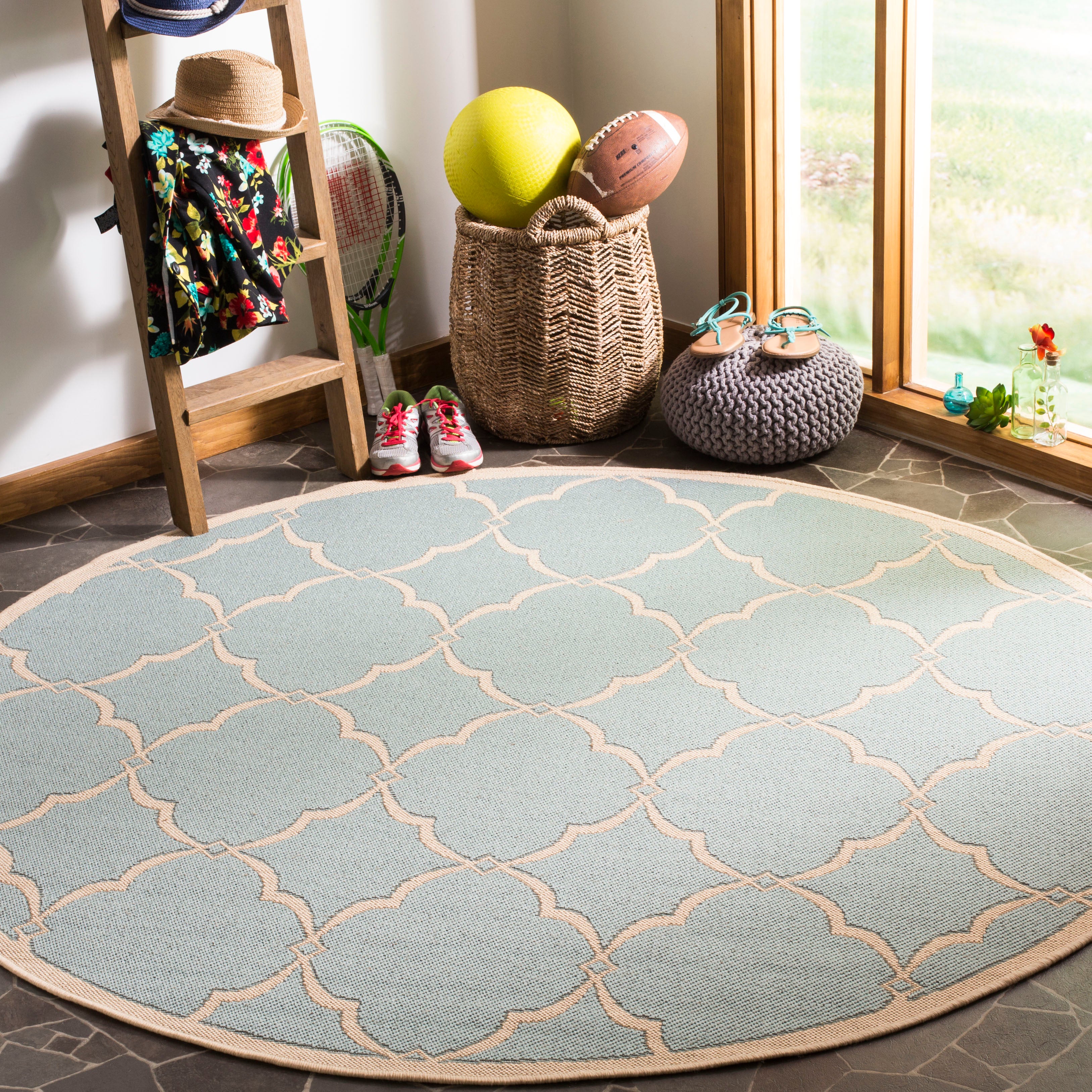 Safavieh Beach House 125 Rug, BHS125 - Aqua / Cream