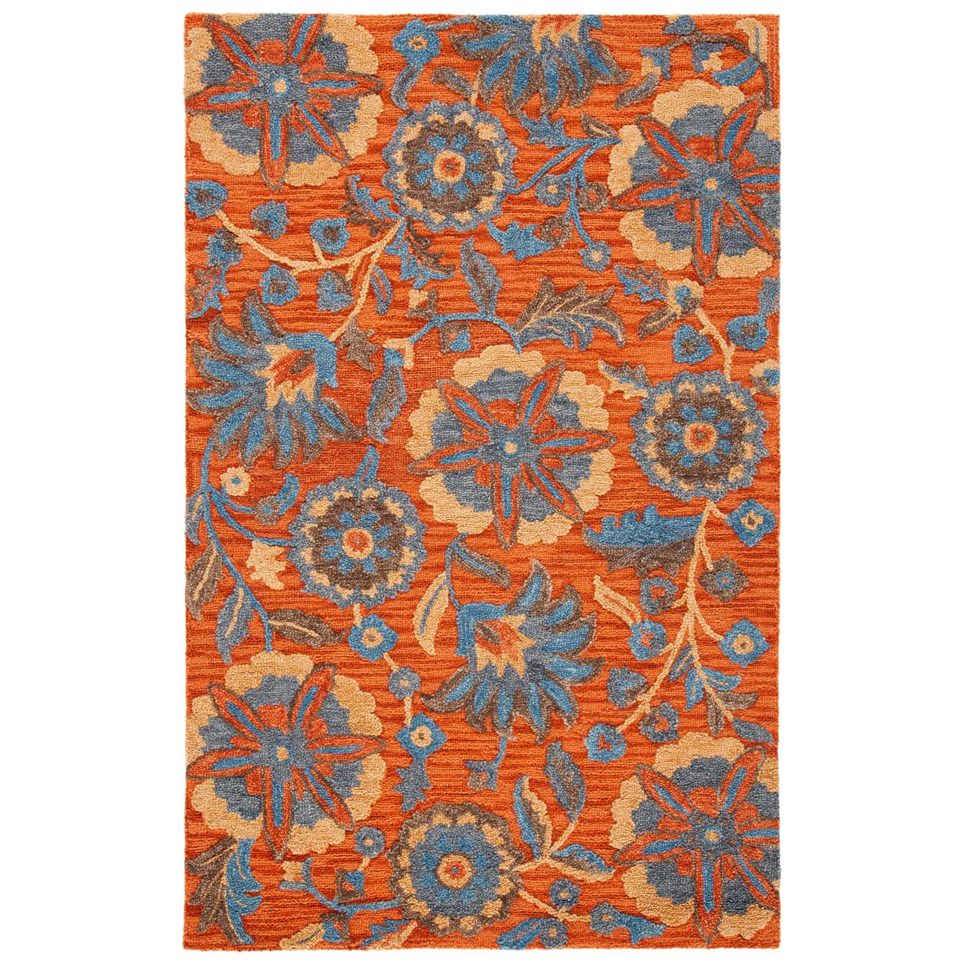 Safavieh Blossom 175 Rug, BLM175 - Rust / Blue