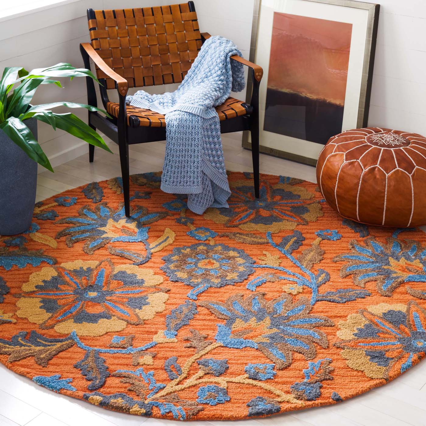 Safavieh Blossom 175 Rug, BLM175 - Rust / Blue