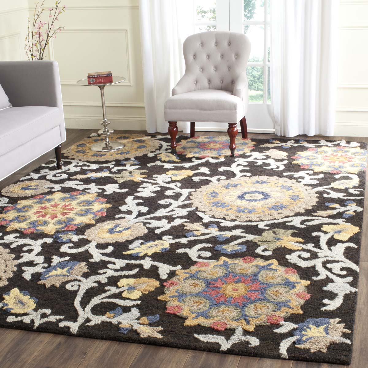 Safavieh Blossom 401 Rug, BLM401 - Charcoal / Multi