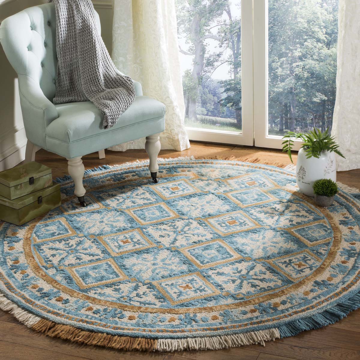 Safavieh Blossom 421 Rug, BLM421 - Ivory / Teal