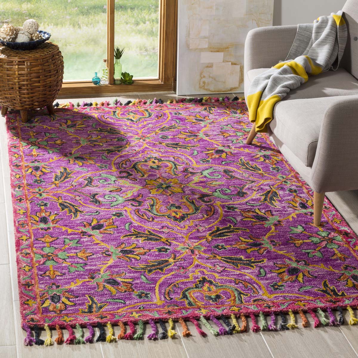 Safavieh Blossom 451 Rug, BLM451 - Purple / Multi