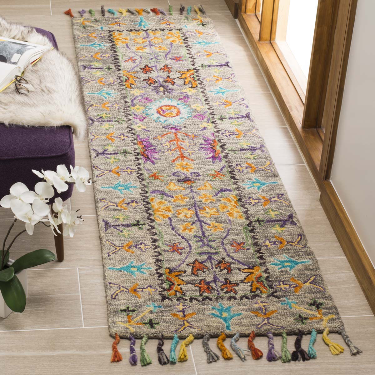 Safavieh Blossom 453 Rug, BLM453 - Grey / Multi