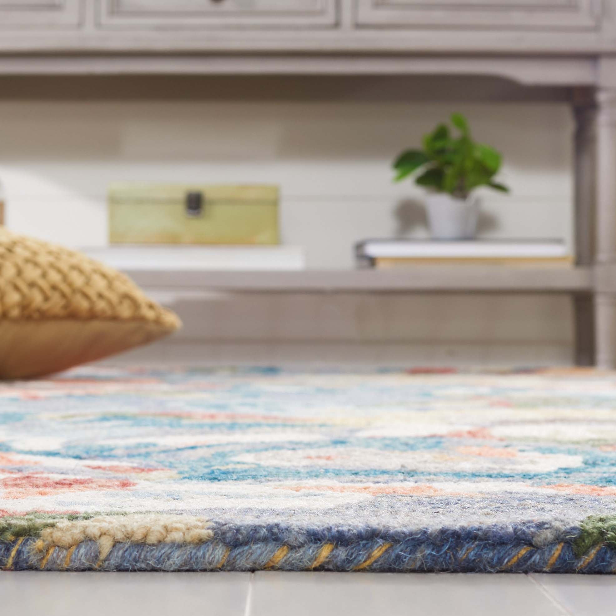 Safavieh Blossom 464 Rug, BLM464 - Light Blue / Rust