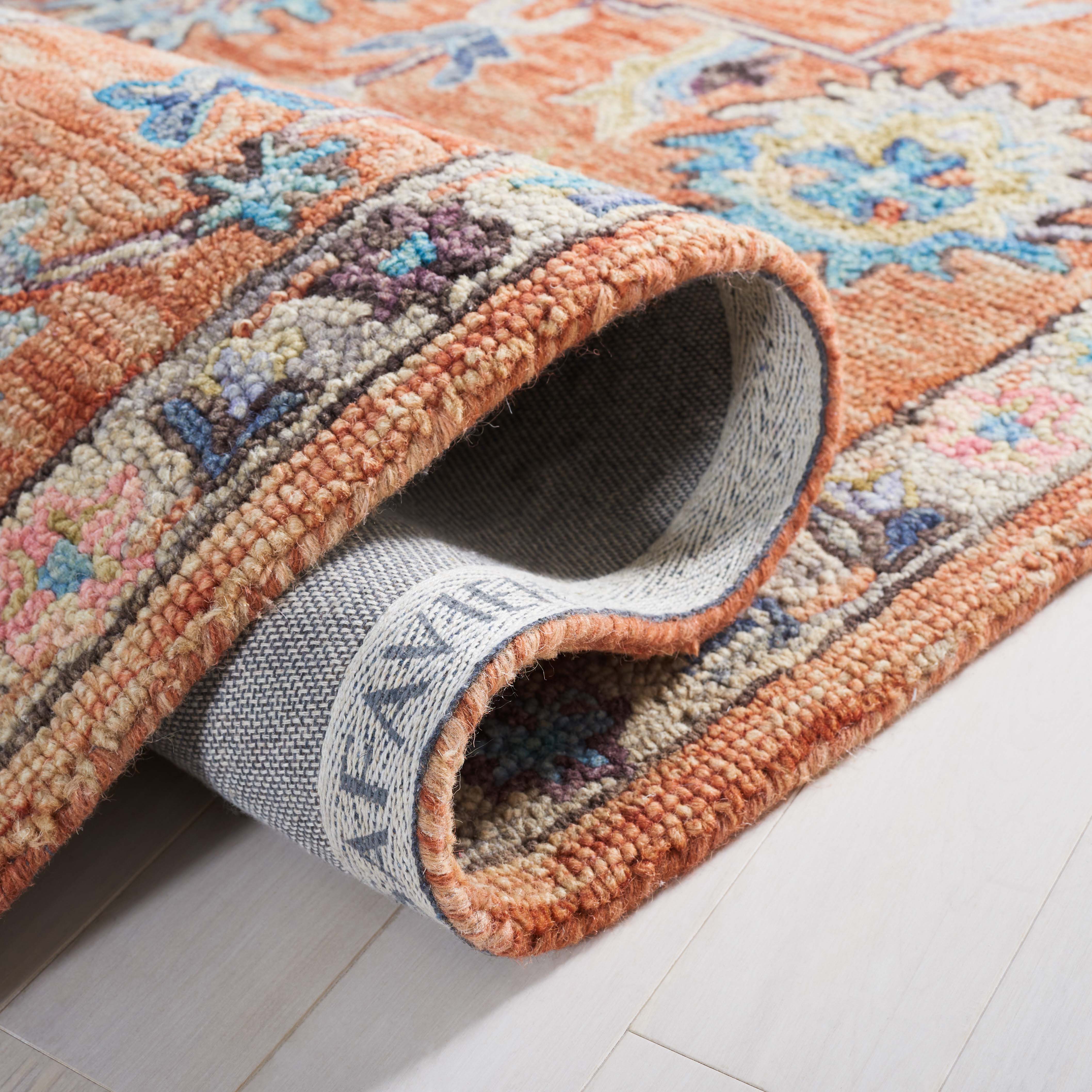 Safavieh Blossom 466 Rug, BLM466 - Rust / Blue