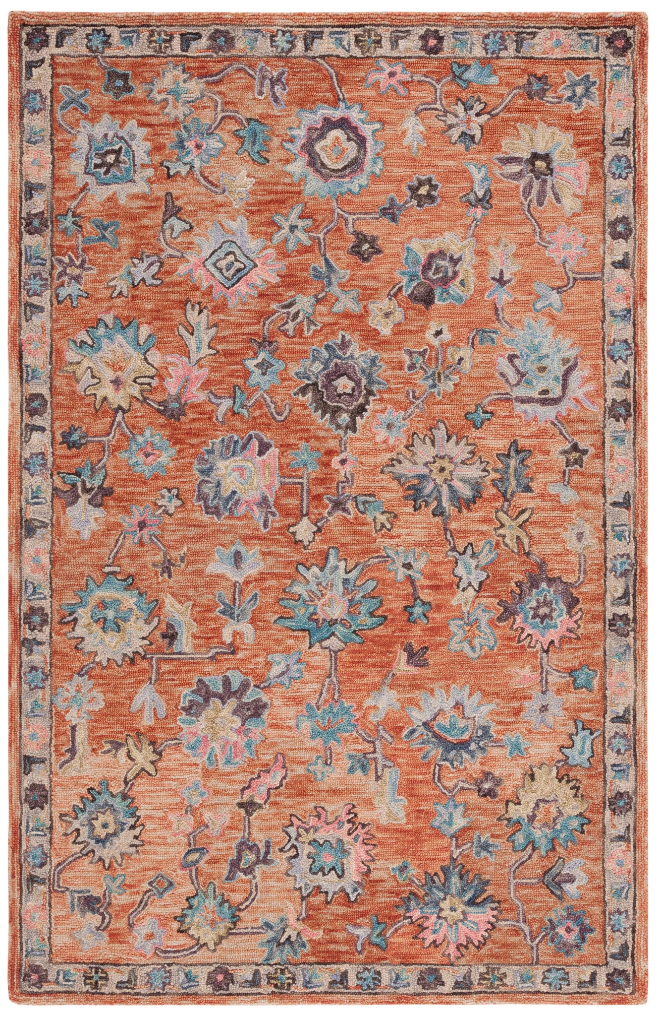 Safavieh Blossom 466 Rug, BLM466 - Rust / Blue