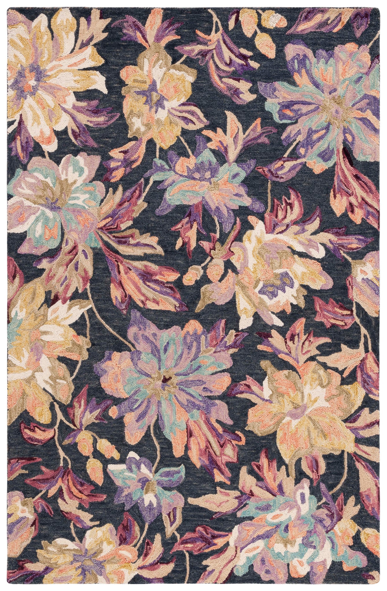 Safavieh Blossom 467 Rug, BLM467 - Charcoal / Plum