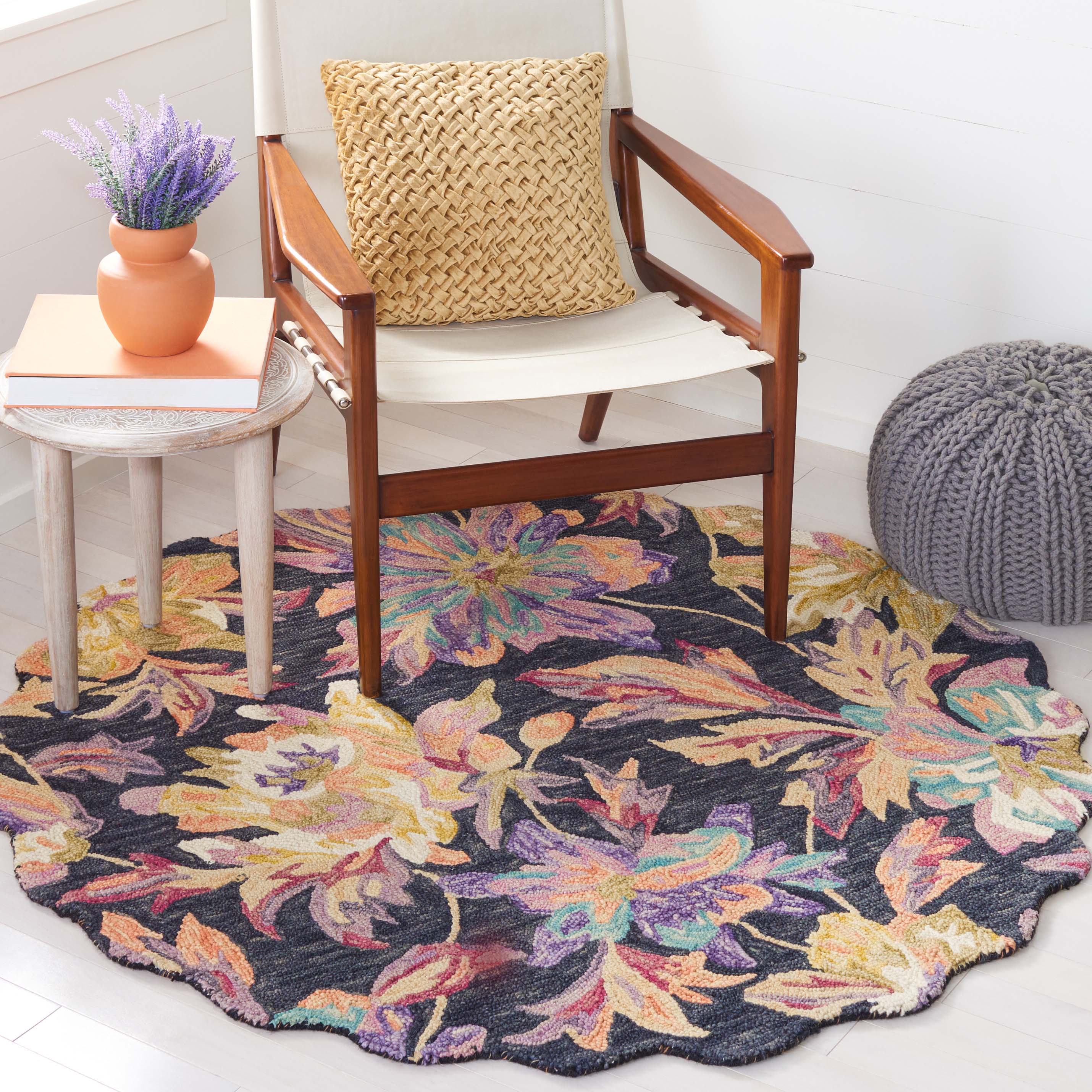 Safavieh Blossom 467 Rug, BLM467 - Charcoal / Plum