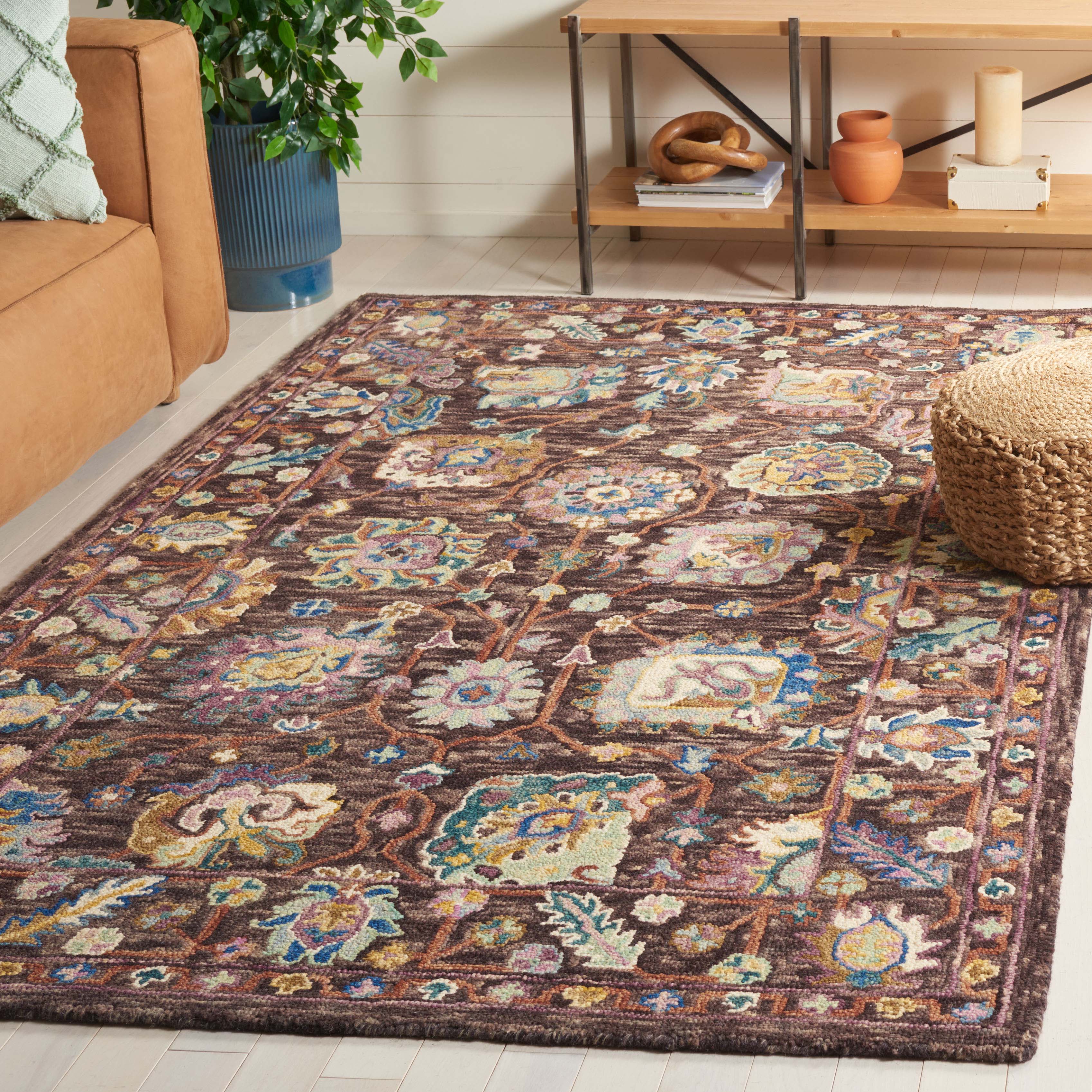 Safavieh Blossom 469 Rug, BLM469 - Charcoal / Lavender