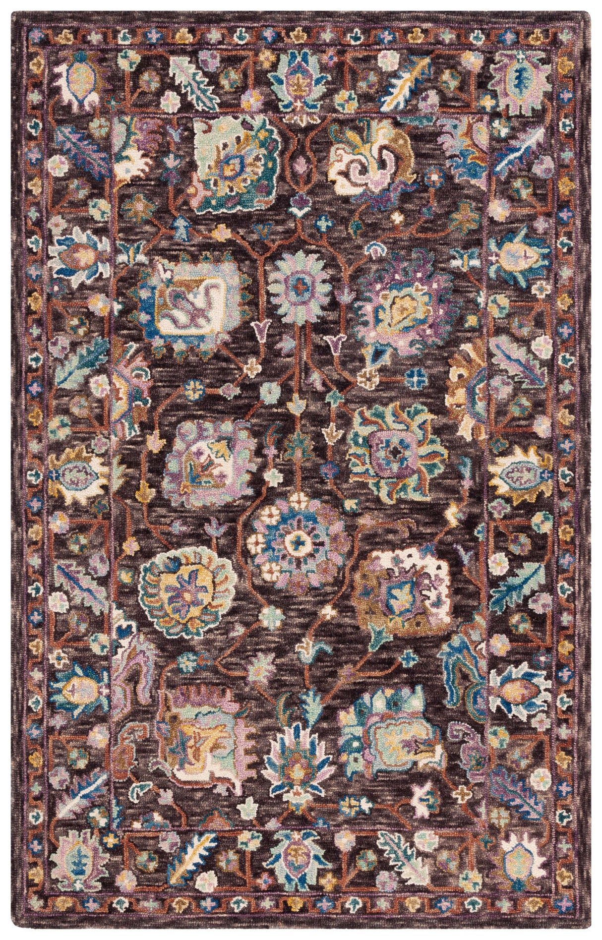 Safavieh Blossom 469 Rug, BLM469 - Charcoal / Lavender