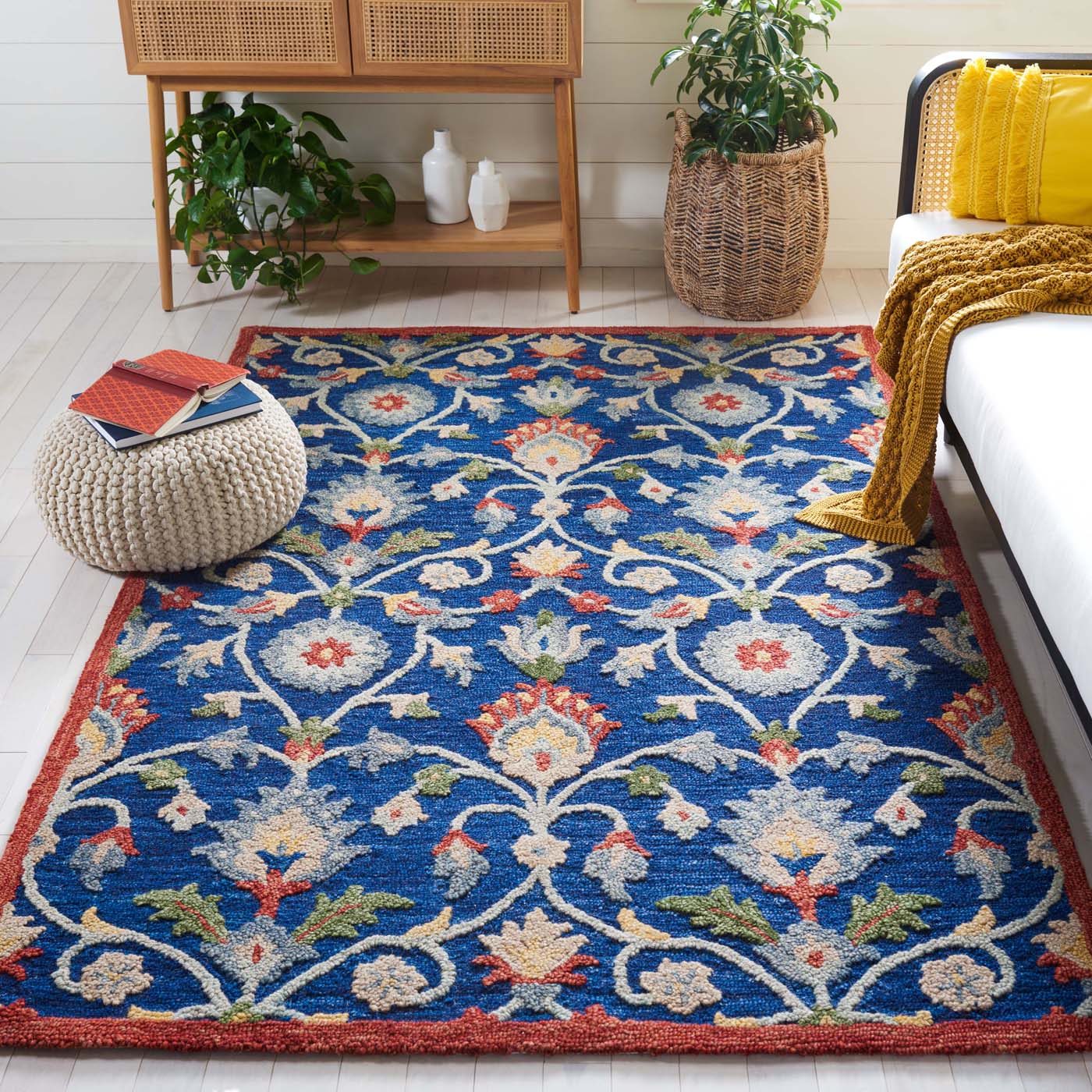 Safavieh Blossom 562 Rug, BLM562 - Blue / Rust