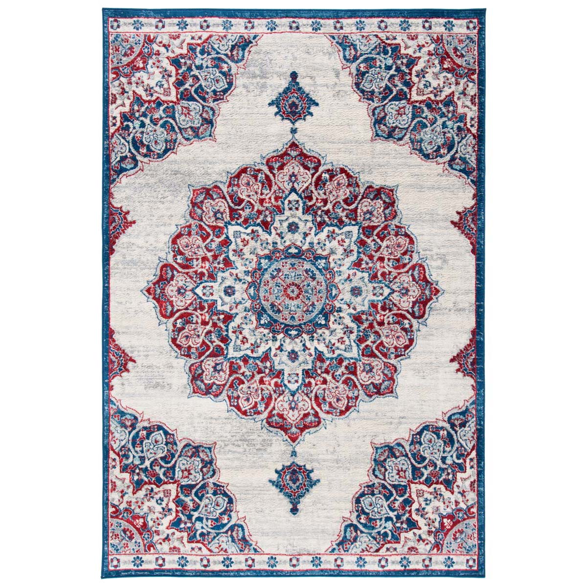 Safavieh Brentwood 802 Rug, White, BNT802 - Ivory / Red
