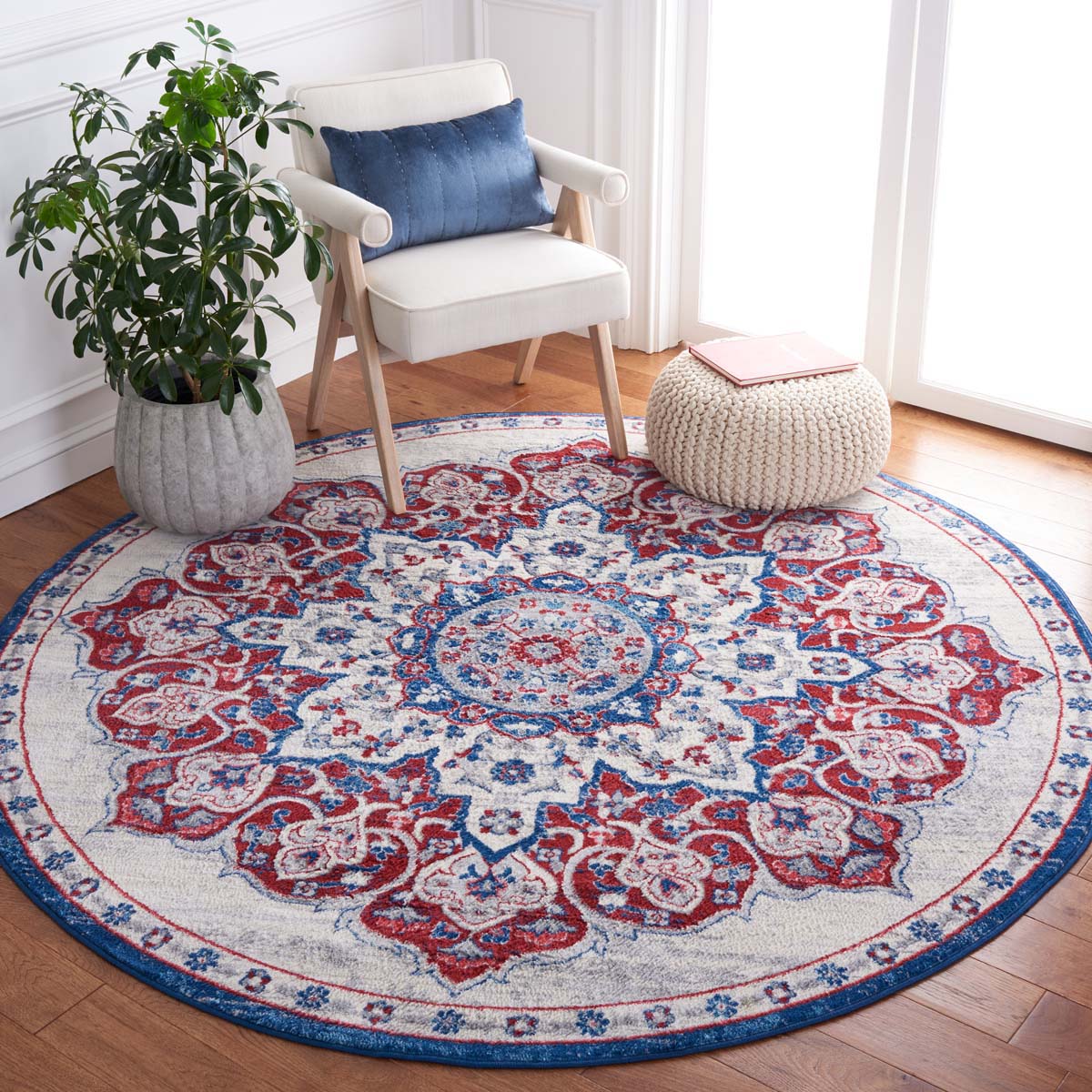 Safavieh Brentwood 802 Rug, White, BNT802 - Ivory / Red