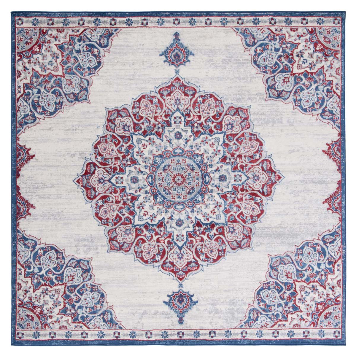 Safavieh Brentwood 802 Rug, White, BNT802 - Ivory / Red