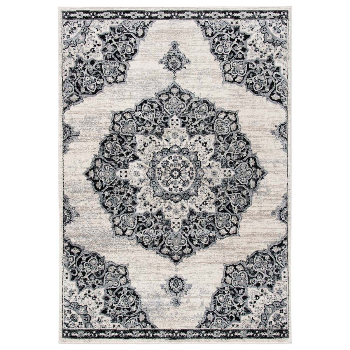 Safavieh Brentwood 802 Rug, White, BNT802 - Ivory / Black