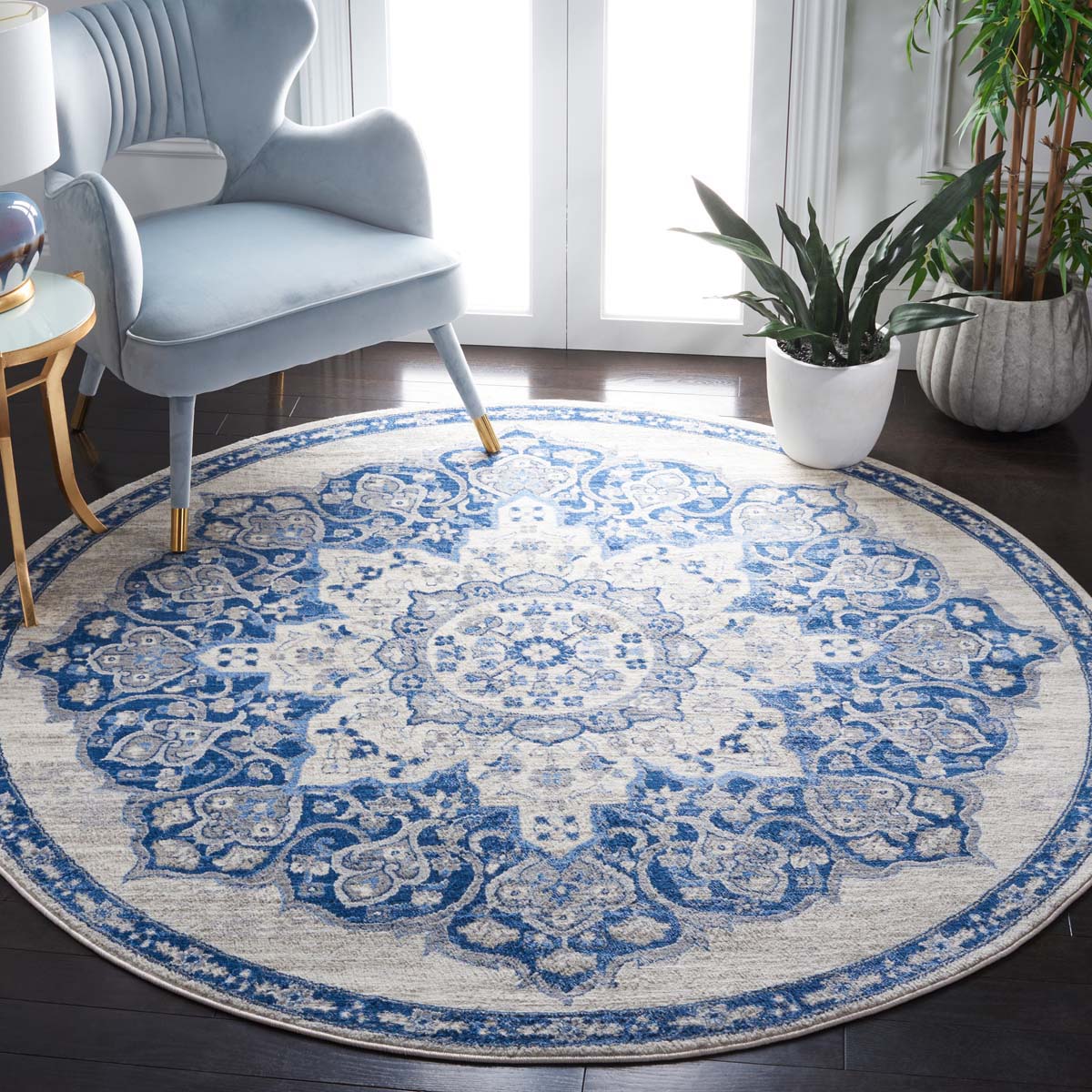 Safavieh Brentwood 802 Rug, Blue, BNT802 - Ivory / Navy