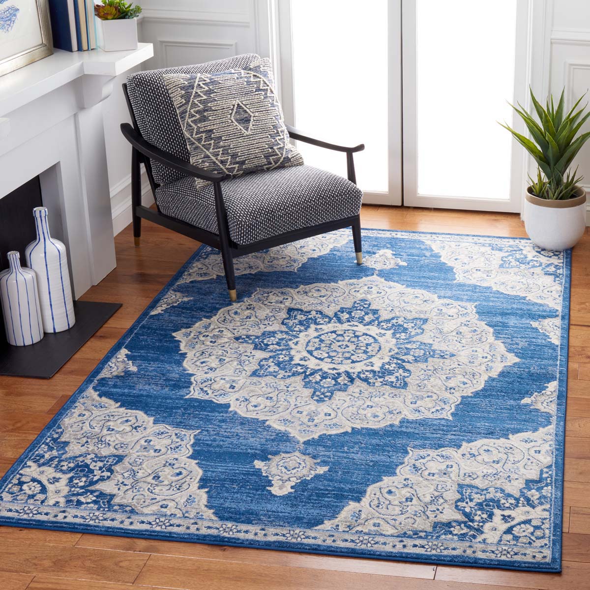 Safavieh Brentwood 802 Rug, Blue, BNT802 - Navy / Grey