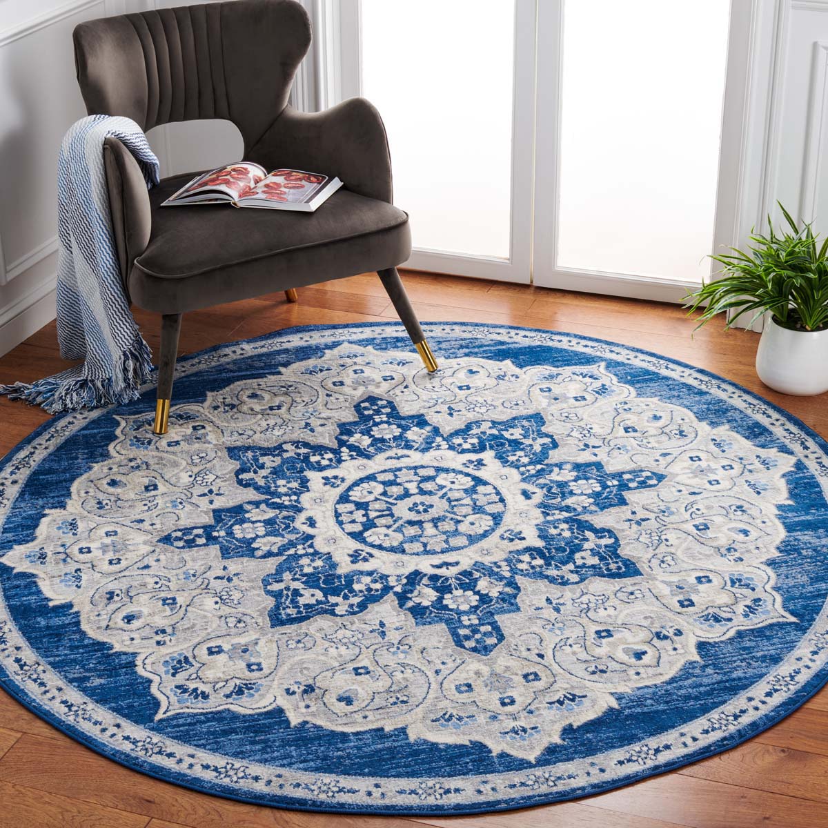 Safavieh Brentwood 802 Rug, Blue, BNT802 - Navy / Grey