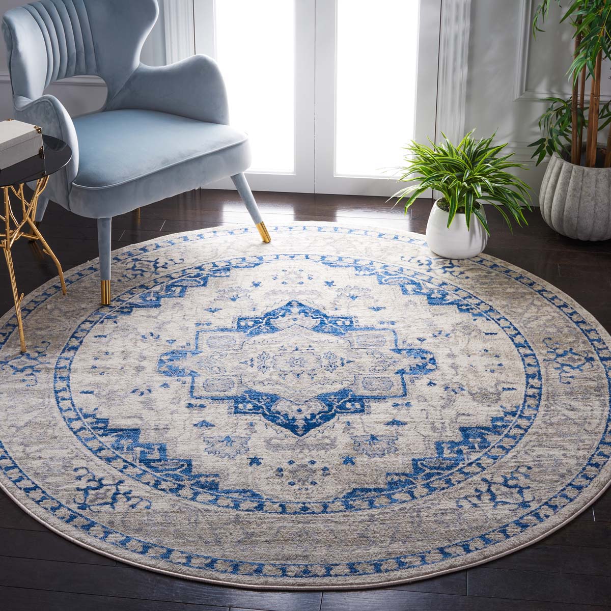 Safavieh Brentwood 851 Rug, White, BNT851 - Ivory / Blue