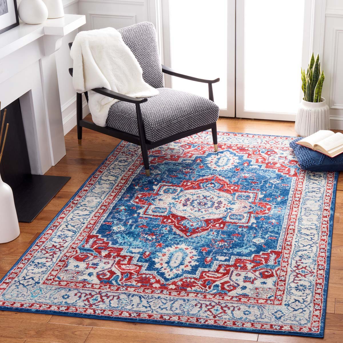 Safavieh Brentwood 851 Rug, Red, BNT851 - Navy / Red