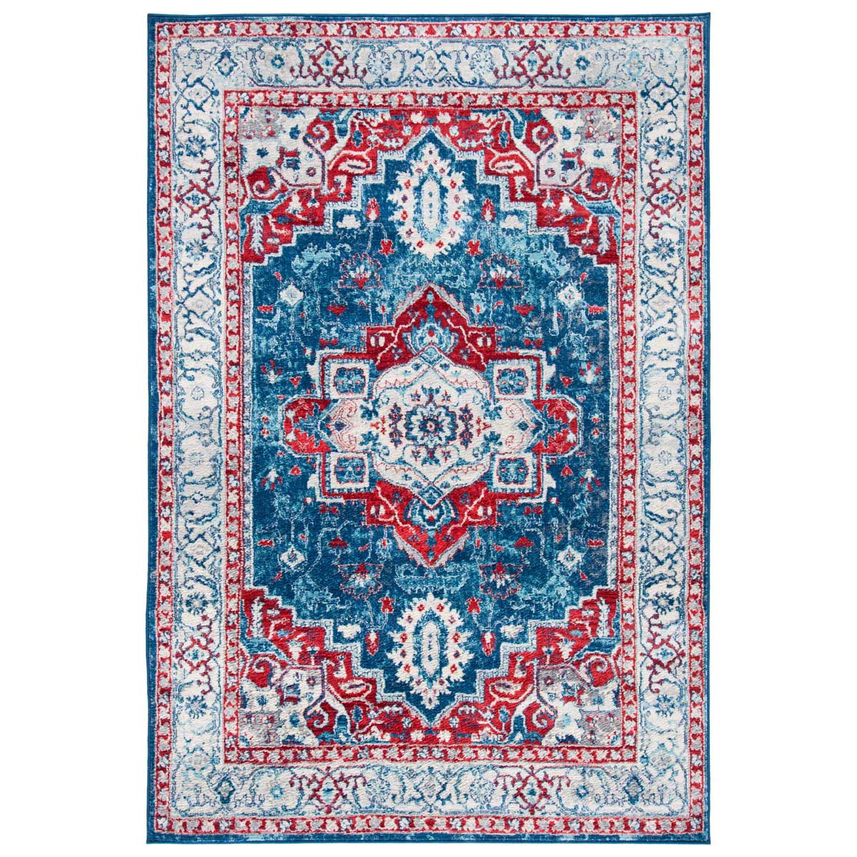 Safavieh Brentwood 851 Rug, Red, BNT851 - Navy / Red