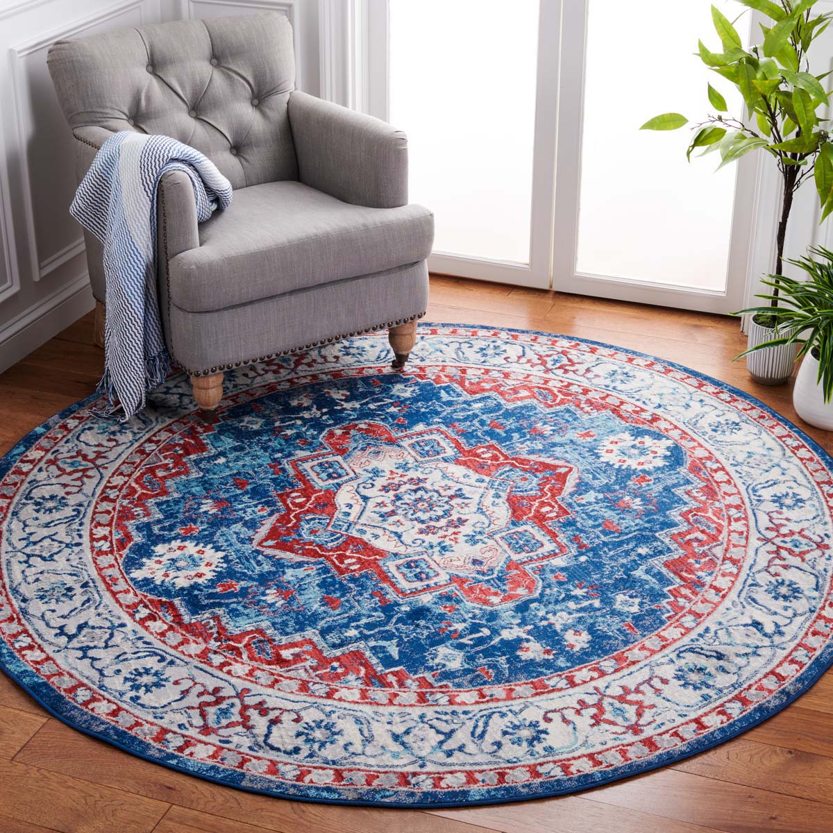 Safavieh Brentwood 851 Rug, Red, BNT851 - Navy / Red