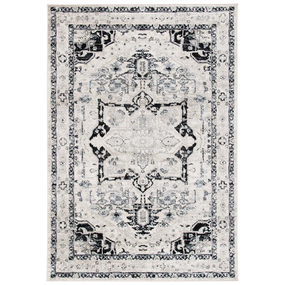 Safavieh Brentwood 852 Rug, Black, BNT852 - Ivory / Black