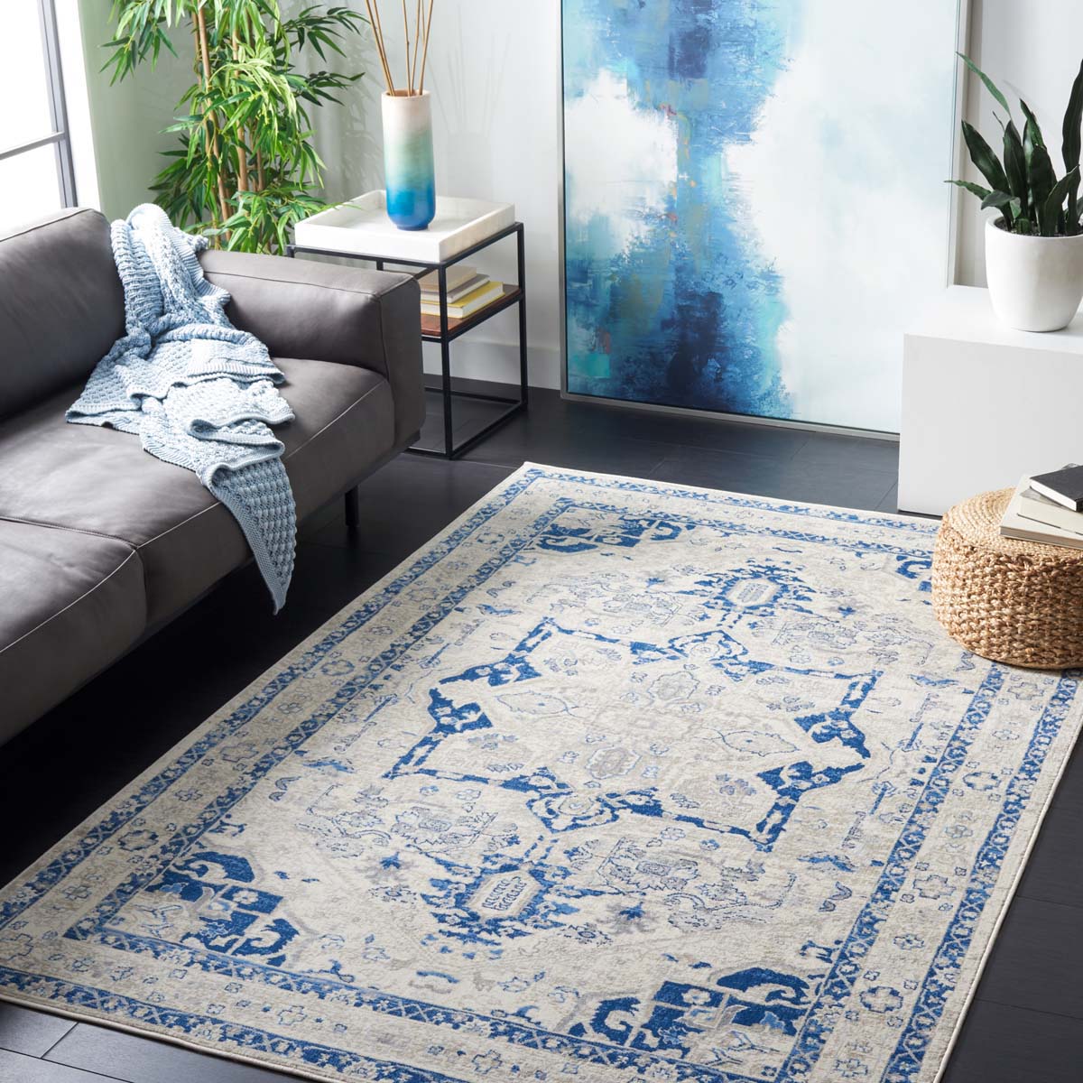 Safavieh Brentwood 852 Rug, Blue, BNT852 - Beige / Blue