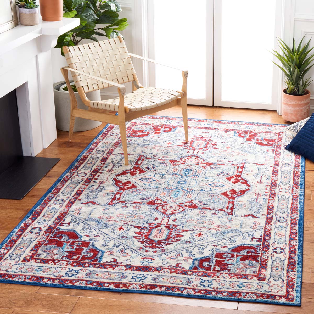 Safavieh Brentwood 852 Rug, Red, BNT852 - Ivory / Red