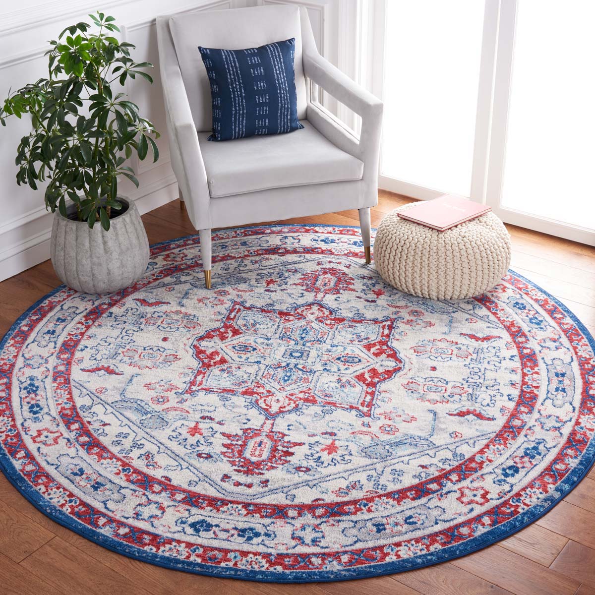 Safavieh Brentwood 852 Rug, Red, BNT852 - Ivory / Red