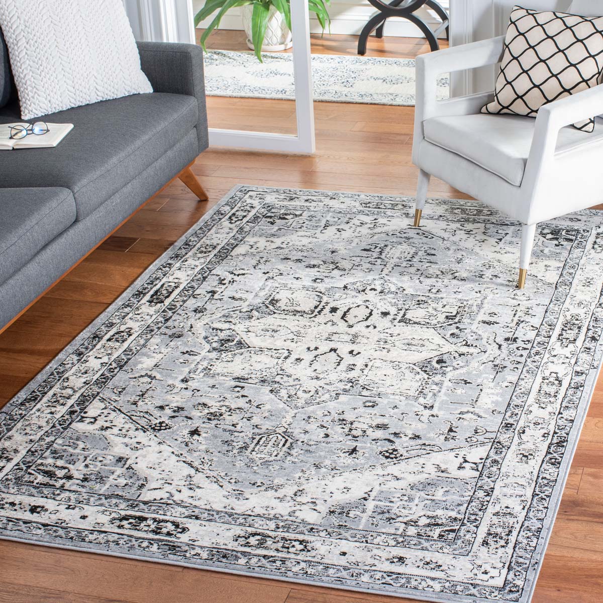 Safavieh Brentwood 852 Rug, Grey, BNT852 - Grey / Black