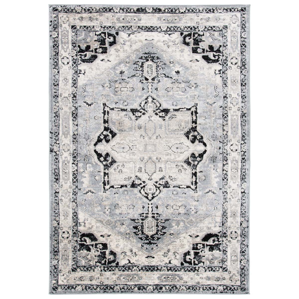 Safavieh Brentwood 852 Rug, Black, BNT852 - Silver / Black