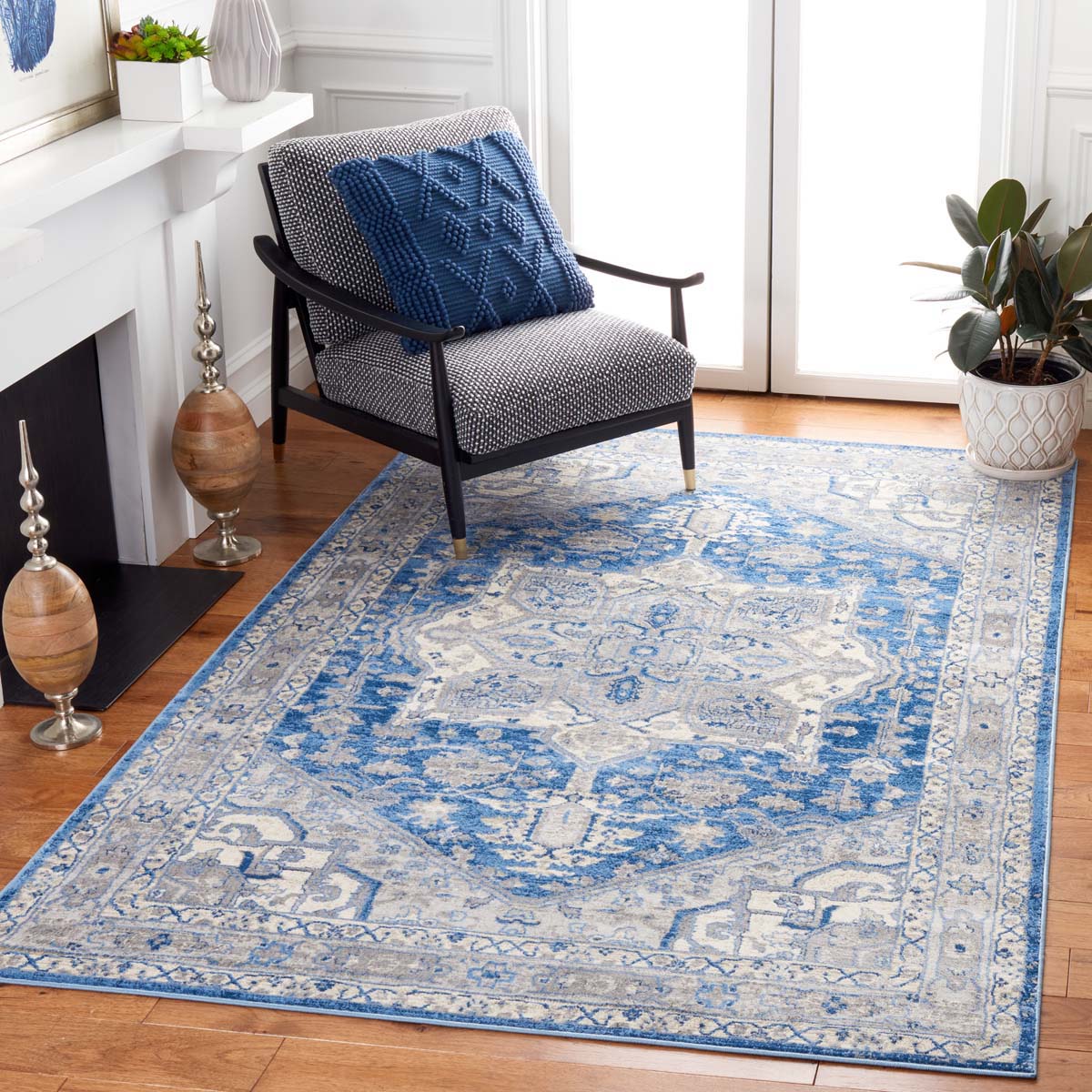Safavieh Brentwood 852 Rug, Blue, BNT852 - Blue / Grey