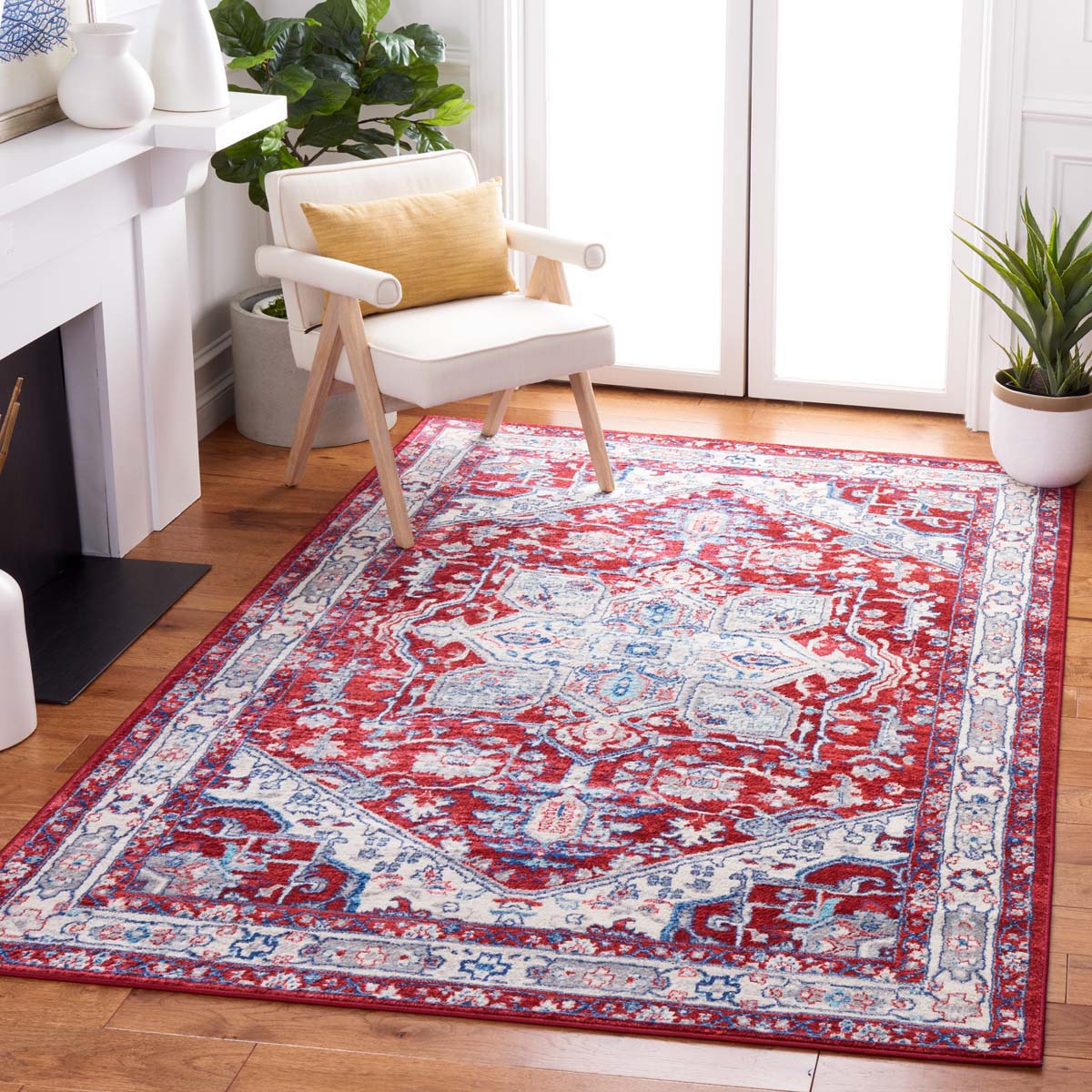 Safavieh Brentwood 852 Rug, Red, BNT852 - Red / Ivory