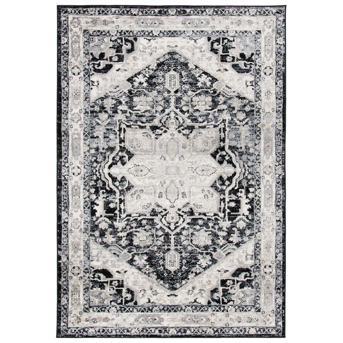 Safavieh Brentwood 852 Rug, Black, BNT852 - Black / Ivory
